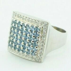 Estate Aquamarine Ring 1.25ct Natural Blue Round 18k White Gold Vintage Style